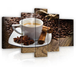 Consalnet Vászonkép, 5 darabos, Csésze kávé 170x100 cm méretben (C5-20218S4A)