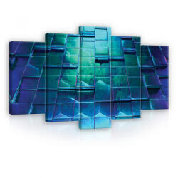 Consalnet Vászonkép 5 darabos, Kékes zöldes csempe kockák 3D-ben 100x60 cm méretben (C5-12573S17)