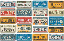 Dimex Vlies Fotótapéta - Retro Car Plate Numbers - 375x250 cm (MS-5-2126)