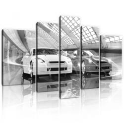 Consalnet Vászonkép, 5 darabos, Autók fekete-fehér 170x100 cm méretben (C5-11394S4A)