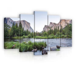 Consalnet Vászonkép 5 darabos, Hegyek erdő és a tavacska 100x60 cm méretben (C5-11815S17)