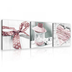 Consalnet Vászonkép 3 darabos, Rózsaszín tárgyak, 3 db 25x25 cm méret (C5-10955S13)