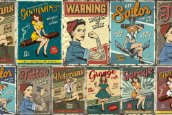 Dimex Vlies Fotótapéta - Retro Colorful Posters - 375x250 cm (MS-5-2127)