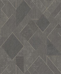 Grandeco Barna-ezüst csillámos geometriai mintás tapéta (Omura A72003) (A72003)