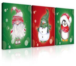 Consalnet Vászonkép 3 darabos, Téli figurák, 3 db 25x25 cm méret (C5-13588S13)