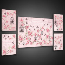 Consalnet Vászonkép, 5 darabos Madarak design variálható elrendezésben (C5-1965S14)