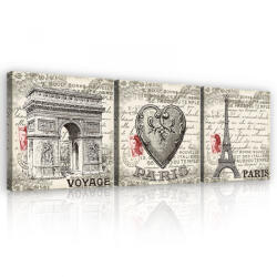 Consalnet Vászonkép 3 darabos, Párizsi motívumok, 3 db 25x25 cm méret (C5-11716S13)