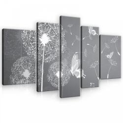 Consalnet Vászonkép, 5 darabos, Pitypangok és pillangók 170x100 cm méretben (C5-10227S4A)