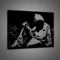 Consalnet Vászonkép, Hooded Man with Knife by Banksy, 60x40 cm méretben (C5-2029O4)