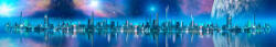Dimex FUTURISTIC CITY öntapadós konyhai poszter, 350x60 cm (KI-350-036)