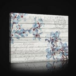 Consalnet Kék virágok deszka alapon, vászonkép, 60x40 cm méretben (C5-2566O4)