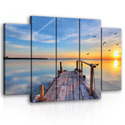 Consalnet Vászonkép, 5 darabos Naplemente a mólónál 150x100 cm méretben (C5-11619S12)