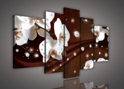 Consalnet Vászonkép, 5 darabos, Orchideák gyöngyökkel 170x100 cm méretben (C5-1647S4A)