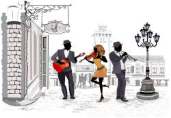 Sverus Fotótapéta Street Musicians, 312 x 219 cm (SV-38171338-312X219CM)