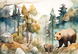 Consalnet Macik az erdőben - Akril stílusban poszter, fotótapéta Vlies (152, 5 x 104 cm) (C1-14646VEL)