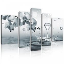 Consalnet Vászonkép, 5 darabos, Orchideák vízcseppel 170x100 cm méretben (C5-20022S4A)