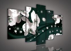 Consalnet Vászonkép, 5 darabos, Orchideák gyöngyökkel 170x100 cm méretben (C5-1648S4A)