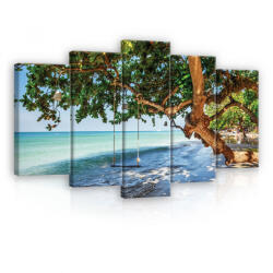 Consalnet Vászonkép 5 darabos, Fa a tengerparton, hintával 100x60 cm méretben (C5-11850S17)