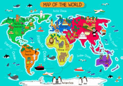 Sverus Fotótapéta Animals Map of the World, 416 x 254 cm (SV-37436572WM-416X254CM)