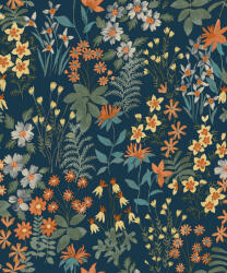 Grandeco Kék alapon sokszínű virágos tapéta (Arcadia A70903) (A70903)