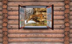 Consalnet Ablak fatörzseken poszter, fotótapéta Vlies (254 x 184 cm) (C1-2217V4)