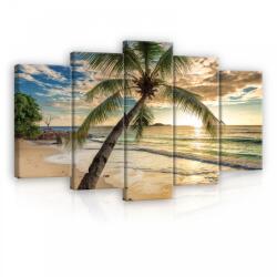 Consalnet Vászonkép 5 darabos, Pálmafás tenger part 100x60 cm méretben (C5-11732S17)