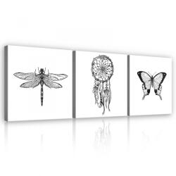 Consalnet Vászonkép 3 darabos, Állomfogó és lepke, 3 db 25x25 cm méret (C5-13636S13)