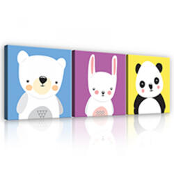 Consalnet Vászonkép 3 darabos, Rajzolt állatok, 3 db 25x25 cm méret (C5-12107S13)