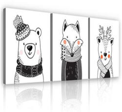 Consalnet Vászonkép 3 darabos, Erdei állatok, 3 db 25x25 cm méret (C5-13500S13)