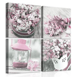 Consalnet Vászonkép 4 darabos, Lámpás és virágok 50x50 cm méretben (C5-11709S20)
