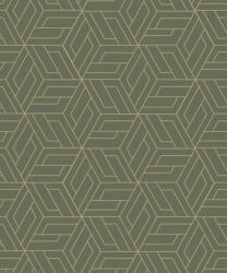 Grandeco Zöld-arany geometriai mintás tapéta (Omura A67303) (A67303)
