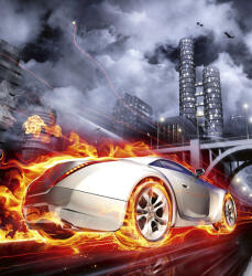 Dimex CAR IN FLAMES fotótapéta, poszter, vlies alapanyag, 225x250 cm (MS-3-0314)