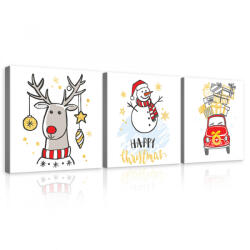 Consalnet Vászonkép 3 darabos, Karácsony, 3 db 25x25 cm méret (C5-13586S13)
