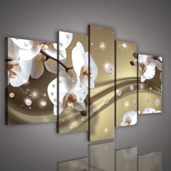 Consalnet Vászonkép, 5 darabos, Orchideák gyöngyökkel 170x100 cm méretben (C5-1652S4A)