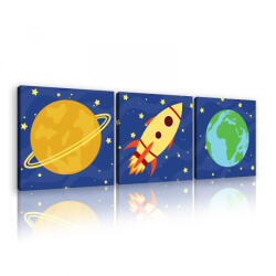 Consalnet Vászonkép 3 darabos, Űrhajó és bolygók, 3 db 25x25 cm méret (C5-11623S13)