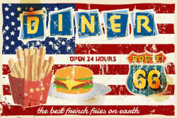 Dimex Vlies Fotótapéta - Route 66 Diner Sign - 375x250 cm (MS-5-2142)