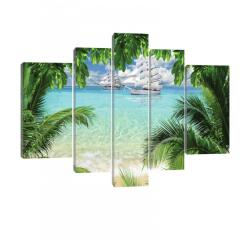 Consalnet Vászonkép, 5 darabos, Vitorlás hajók a tengeren 170x100 cm méretben (C5-20064S4A)