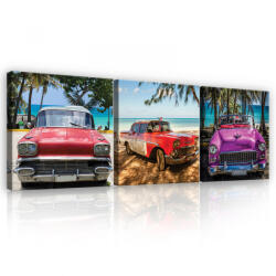 Consalnet Vászonkép 3 darabos, Retró autók, 3 db 25x25 cm méret (C5-12000S13)