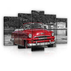Consalnet Vászonkép 5 darabos, Piros retró autó 100x60 cm méretben (C5-11859S17)
