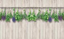 Consalnet Deszkafal fűszernövényekkel poszter, fotótapéta, Vlies (150 x 105 cm) (C1-10059VX3)