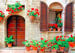 Sverus Fotótapéta Italian House with Colorful Potted Flowers, 368 x 254 cm (SV-27064524WM-368X254CM)