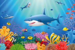 Dimex Vlies Fotótapéta - Shark with Coral Reef - 375x250 cm (MS-5-1454)