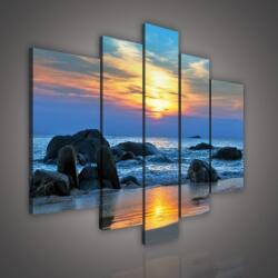 Consalnet Vászonkép, 5 darabos, Naplemente a tengerparton 170x100 cm méretben (C5-158S4A)