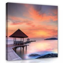 Consalnet Tengerparti móló a naplementében, vászonkép, 40x40 cm méretben (C5-12626O5)