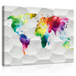 Consalnet Vászonkép, Szines világtérkép, 60x40 cm méretben (C5-11190O4)