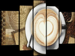 Consalnet Vászonkép, 5 darabos, Csésze kávé 170x100 cm méretben (C5-20220S4A)