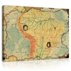 Consalnet Vászonkép, Régi kiégett térkép, 60x40 cm méretben (C5-10945O4)