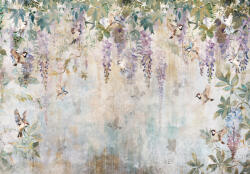 Consalnet Lógó lila virágok kis madarakkal poszter, fotótapéta Vlies (152, 5 x 104 cm) (C1-15357VEL)