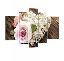 Consalnet Vászonkép, 5 darabos, Szív rózsával 170x100 cm méretben (C5-20021S4A)