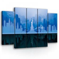Consalnet Vászonkép, 5 darabos New York kékben 150x100 cm méretben (C5-11232S12)